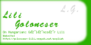 lili goloncser business card